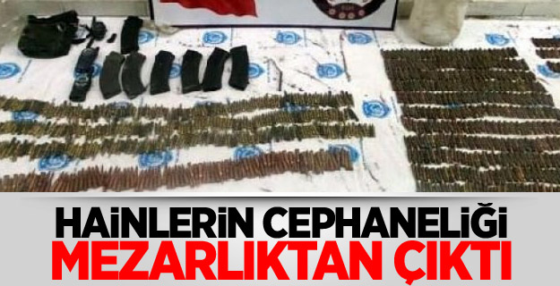 PKK'nın mezarlıktaki cephaneliği ele geçti