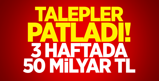 Talepler patladı! 3 haftada 50 milyar TL