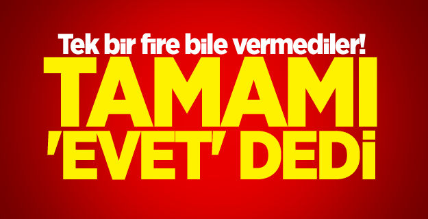 Tek bir fire bile vermediler! Tamamı 'Evet' dedi