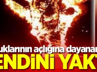 Çocuklarının açlığına dayanamadı, kendini yaktı!