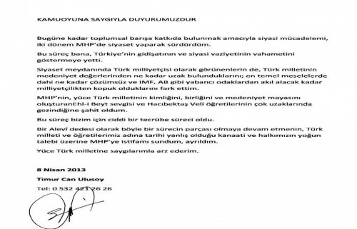 MHP'de Sürpriz Ayrılık!