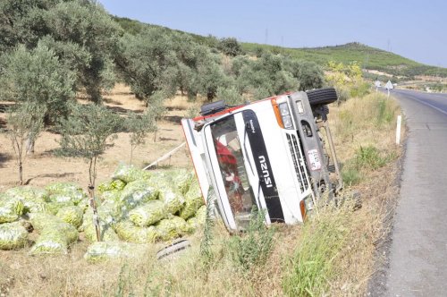 Torbalı'da Sebze Yüklü Kamyonet Devrildi